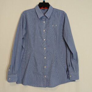 DOC & AMELIA BY Cintas Blue/White Gingham Check Long Sleeve Button Shirt Size XL